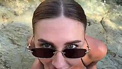 Best Blowjob Cum on Face and Tits from Stranger