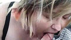 bbw wife liz giving another blow job on the road side