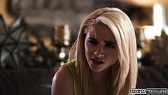 blonde petite with small tits avoids exposure by fucking guy