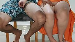 Hot Damn! My stepsister got wild at dinner, riding me despite getting caught!