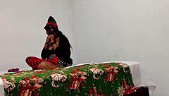 My cousin bangs her pussy with a vibrator in wild play