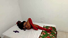 A girl amuses herself with a vibrator, fucked by her cousin