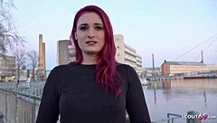 Redhead German Student Melina Gets Fucked in Public Casting for Money, Big Cock Action.