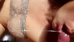 Stepson Jerks Off And Cums On Stepmom's Face In Chair