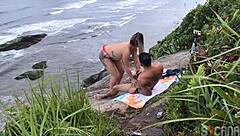 Oh no, couple caught fucking on the beach!