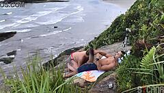 Oh no, couple caught fucking on the beach!