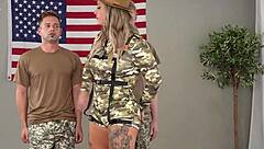 Big Tits MILF Trains Recruit With Hard Ride!