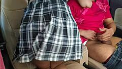 Housewife in car with boss