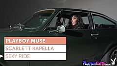 Skinny tall milf scarlett kapella stripping and posing naked on the hood