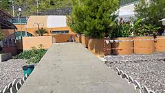 We film a crazy holiday video with hard spanking and moaning outdoors 😍