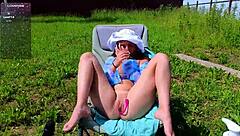 Watch me masturbate my wet pussy outside while people stare!