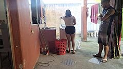 My wife left and the curvy Latina maid couldn't resist my hard cock