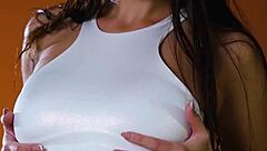 Petite MILF undresses, shows off natural tits and body