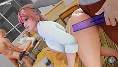 Professor punishes naughty students in anime action