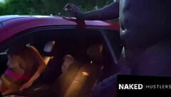 latina lover gets deepthroat and fucked in public parking lot.