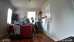 Hidden Camera - Step Mom Comes Home From Shopping Tries On New Clothes And Masturbates
