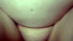 Husband rubs belly, cum on it, thrilling chubby beauty