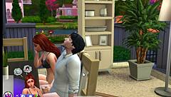 Sexy redhead and newlywed in Sims 4 adventure