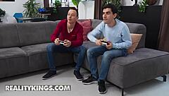 lilly mays sneaks off with jordi for a quiet fuck while his friend games on