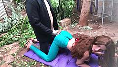 Playing with my redhead stepsister's toy doll in a fun outdoor setting