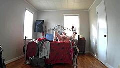 Hidden Camera - Step Mom Comes Home From Shopping Tries On New Clothes And Masturbates