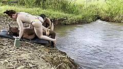 Bold Outdoor Threesome by River