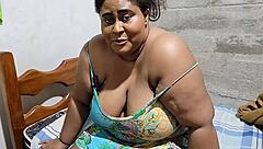 futanari stepmom grows a huge cock at midnight and shows off to stepson.