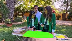 Cute Teen In Uniforms Offers Free Pussy Stand At University