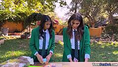 Cute Teen In Uniforms Offers Free Pussy Stand At University