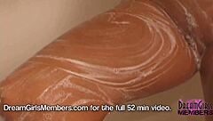 Big tit brunette shaves legs and pussy in shower