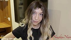 Blue-eyed milf step-mom uses big cock roleplay to motivate son in school