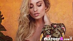 Hot blonde milf exposes amazing body after striptease.