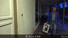 Old stranger meets cutie for a casual chat.