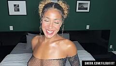 brazilian black babe receives intense pussy drilling