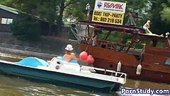 European Eurobabe Rides Nude on Waterbike