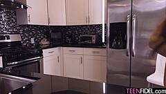 Training horny slut Sona Bella for rough kitchen submission