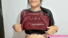 I watch this Colombian take off her clothes