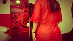 latina bbw in red lingerie unleashes her sensual side with masturbation