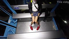 Mexican Teen Transsexual Flashes Cock in Outdoor Cable Bus