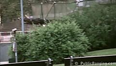 Public Threesome Sex with Cute 18+ Teen in City Center