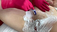 sugarnadya shows young russian bitch ritafox how to properly shave her pussy