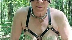 Female Slave In Forest: Dogging, Pissing, And Blowjob