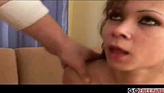 Miss girl gets rimjob, sucking, deepthroat, and double penetration