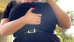 alt milf nextdoor smokes outback with her huge natural tits