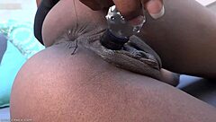Intense Black Solo Masturbation with Toys Close Up