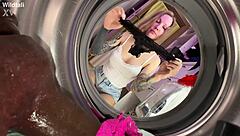 Washing ass before intense fucking session