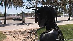 blonde says, 'tie me up in latex'