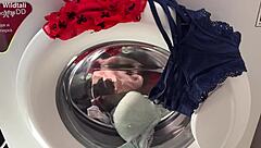 Washing ass before intense fucking session