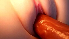 Beautiful pussy play with double penetration and blowjob