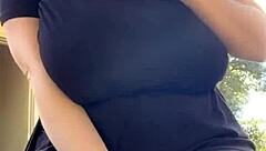 alt milf nextdoor smokes outback with her huge natural tits